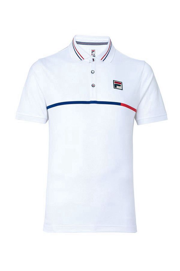 Fila Polokošeľa Panske Biele / Modre / Červené - Heritage Tenis Vypredaj - Slovakia 03852-RFBJ